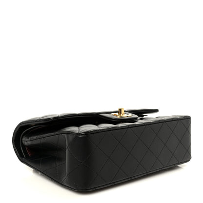 Lambskin Quilted Small Double Flap Black