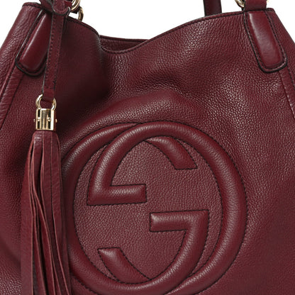 Pebbled Calfskin Medium Soho Shoulder Bag Bordeaux