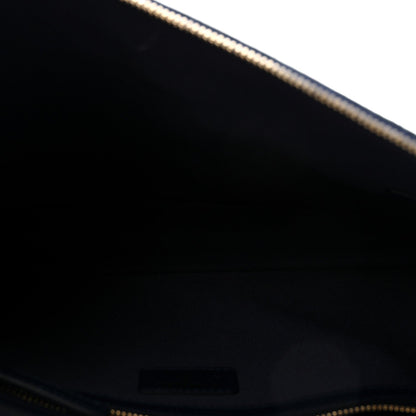 Denim Quilted Zipped Clutch Blue