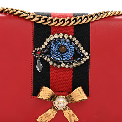Calfskin Web Medium Peony Chain Shoulder Bag Red