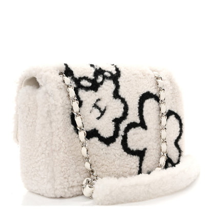Wool Shearling Medium Single Flap Ecru Black