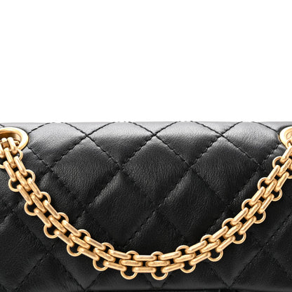 Aged Calfskin Quilted 2.55 Reissue Mini Flap Black