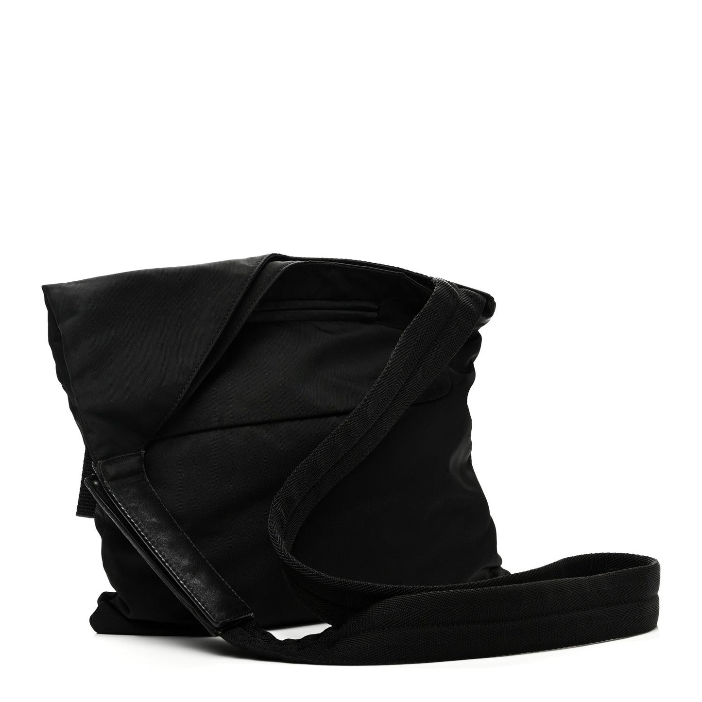 Tessuto Nylon Saffiano Flat Messenger Bag Black