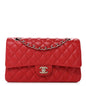 Caviar Quilted Medium Double Flap Red
