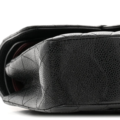 Caviar Quilted Small Double Flap Black