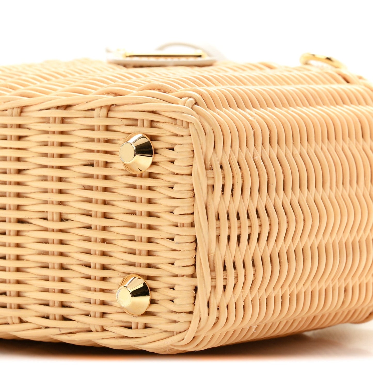 Wicker Canvas Mini Tote Naturale White
