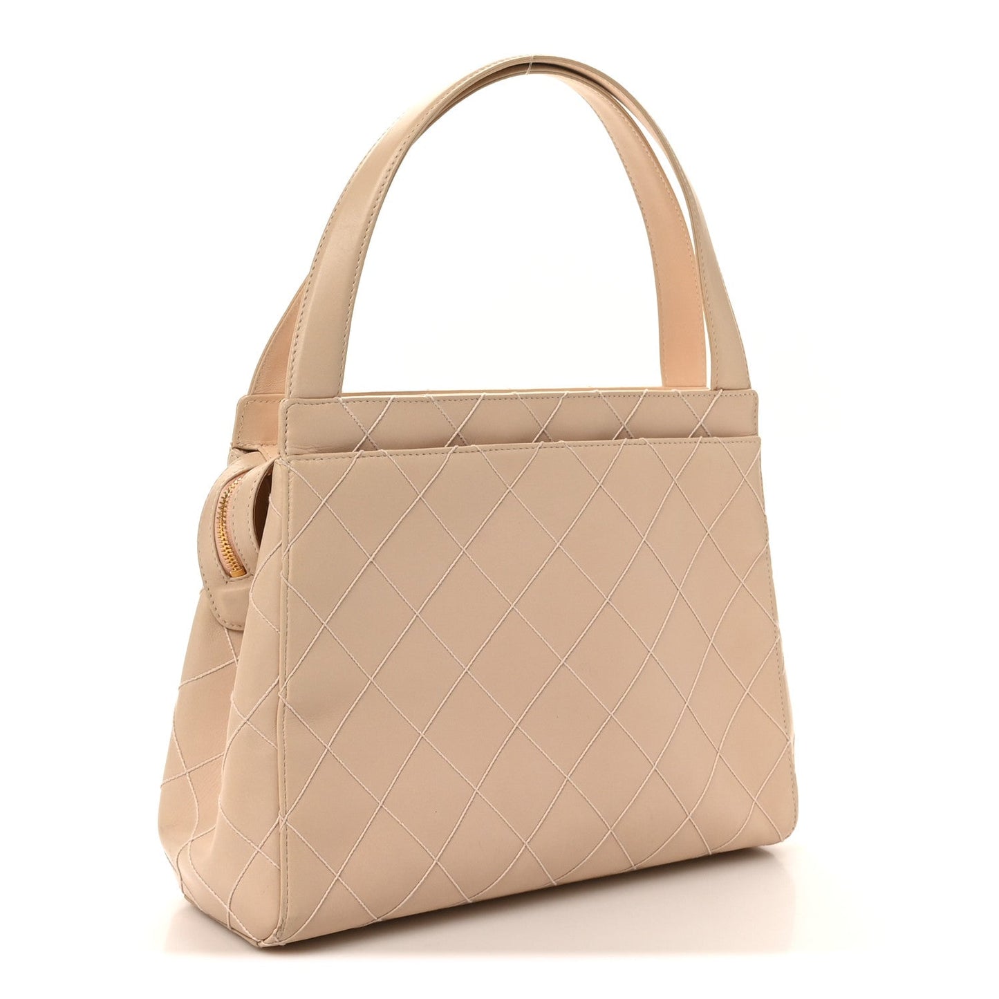 Calfskin Quilted Small Shopper Pink