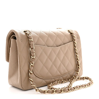 Caviar Quilted Small Double Flap Dark Beige