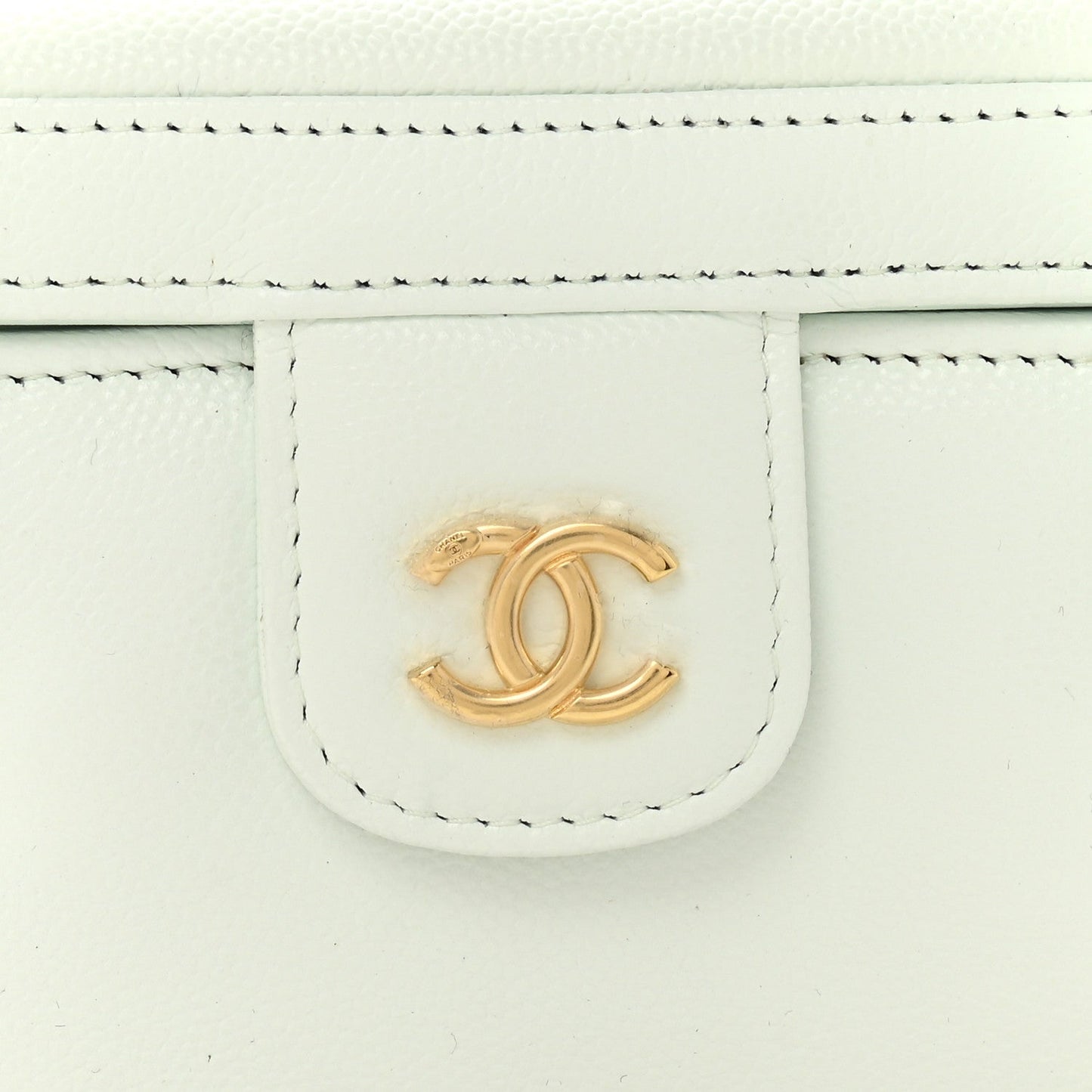 Shiny Caviar Preppy Coco Long Vanity With Strap Light Blue