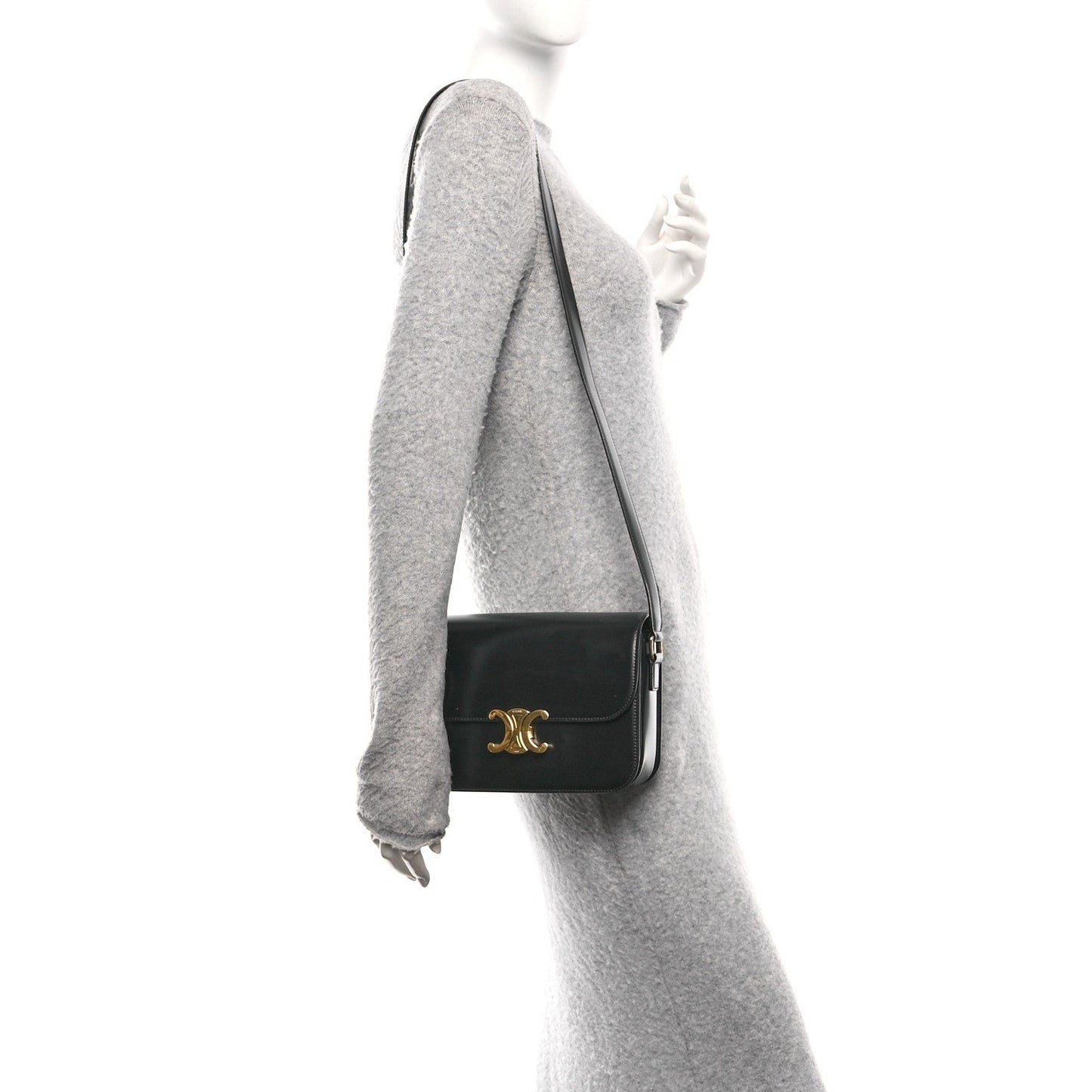 Shiny Calfskin Medium Triomphe Black