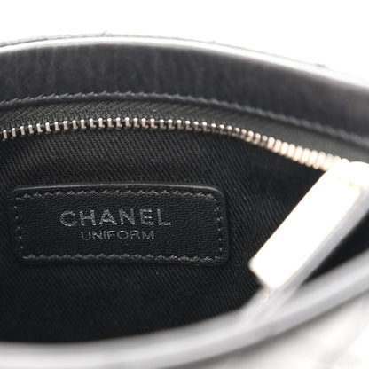 Aged Calfskin Quilted Crossbody Bag Black