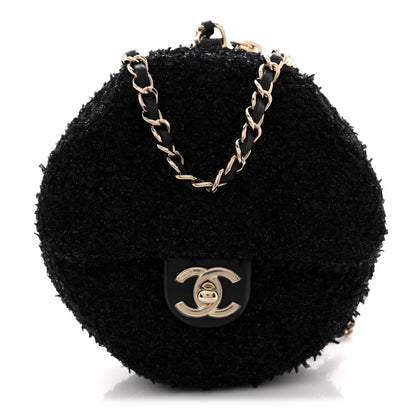 Tweed Coco Beach Barrel Shoulder Bag Black