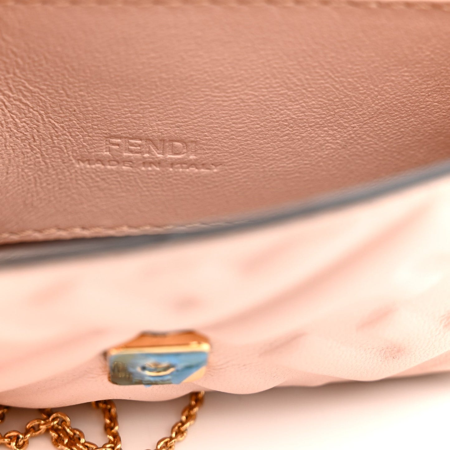 Nappa Matisse FF Embossed Nano Maxi Buckle Baguette Charm Rosa Quarzo