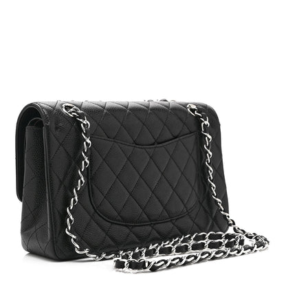 Caviar Quilted Medium Double Flap Black