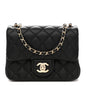 Lambskin Quilted Enamel Mini Pearl Crush Flap Black