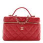 Caviar Quilted Top Handle Slim Vanity With Chain Red
