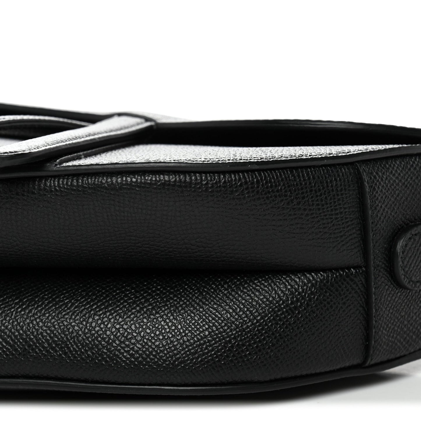 Grained Calfskin Saddle Bag With Strap Black