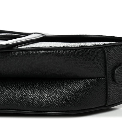 Grained Calfskin Saddle Bag With Strap Black