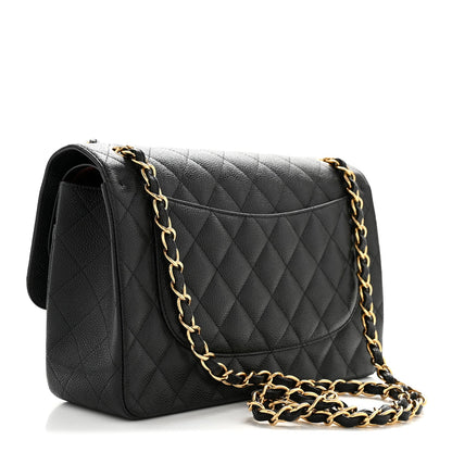 Caviar Quilted Jumbo Double Flap Black