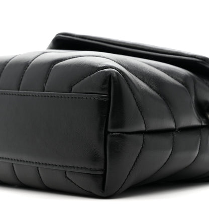 Calfskin Y Quilted Monogram Toy Loulou Crossbody Bag Black