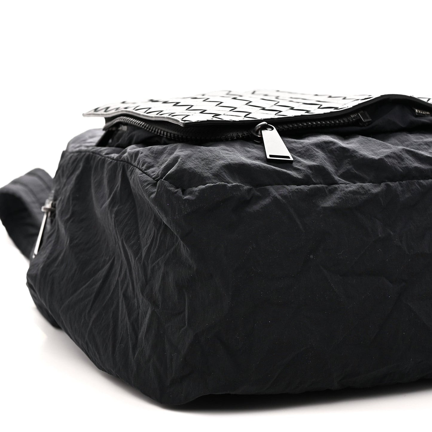Nappa Nylon Intreccio Packable Backpack Black