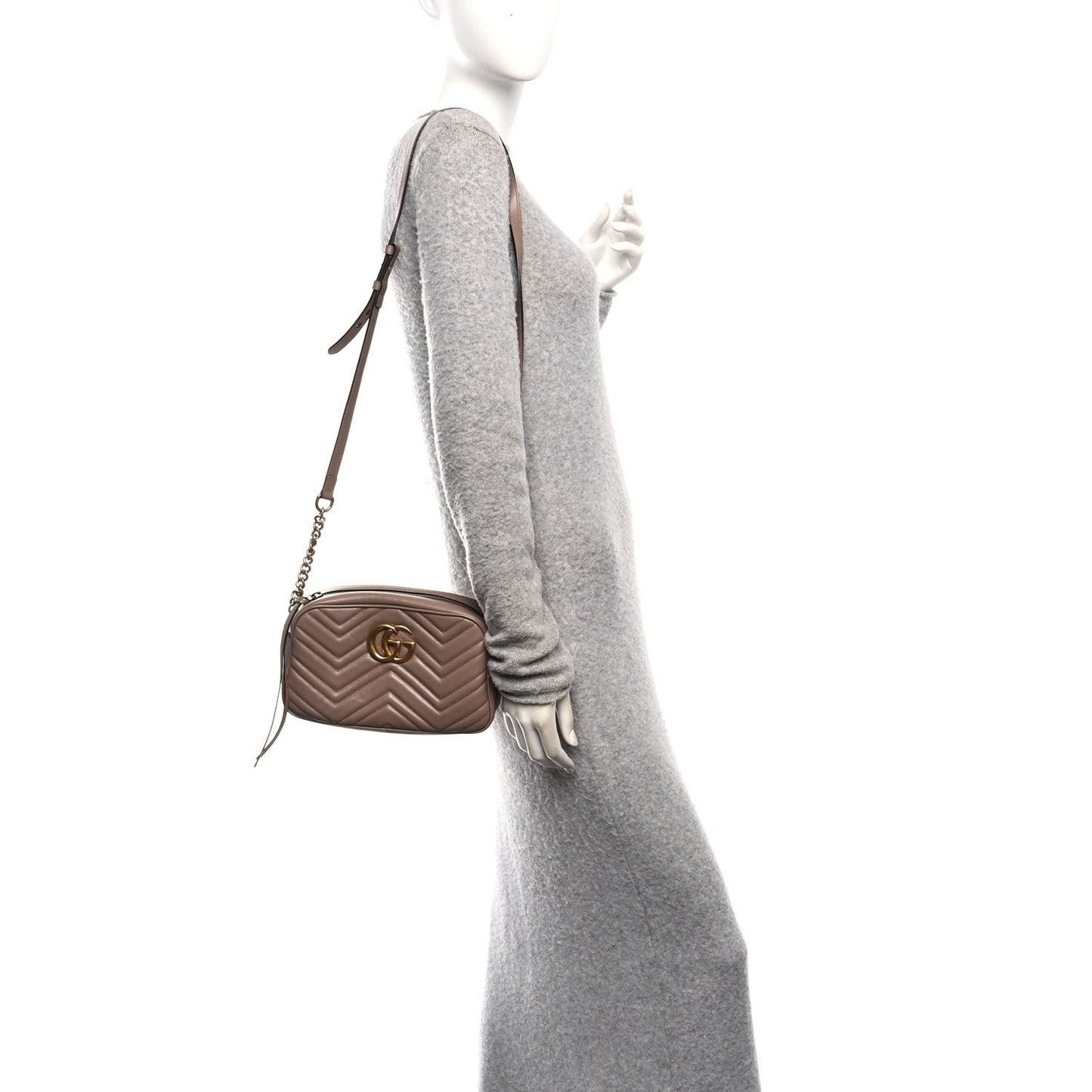 Calfskin Matelasse Small GG Marmont Chain Shoulder Bag Porcelain Rose