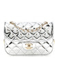 Mirror Calfskin Metallic Calfskin Quilted Hollywood Boulevard Mini Flap With Star Coin Purse Silver