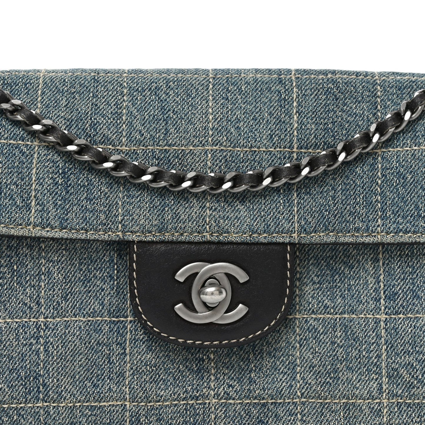 Denim Chocolate Bar Quilted East West Flap