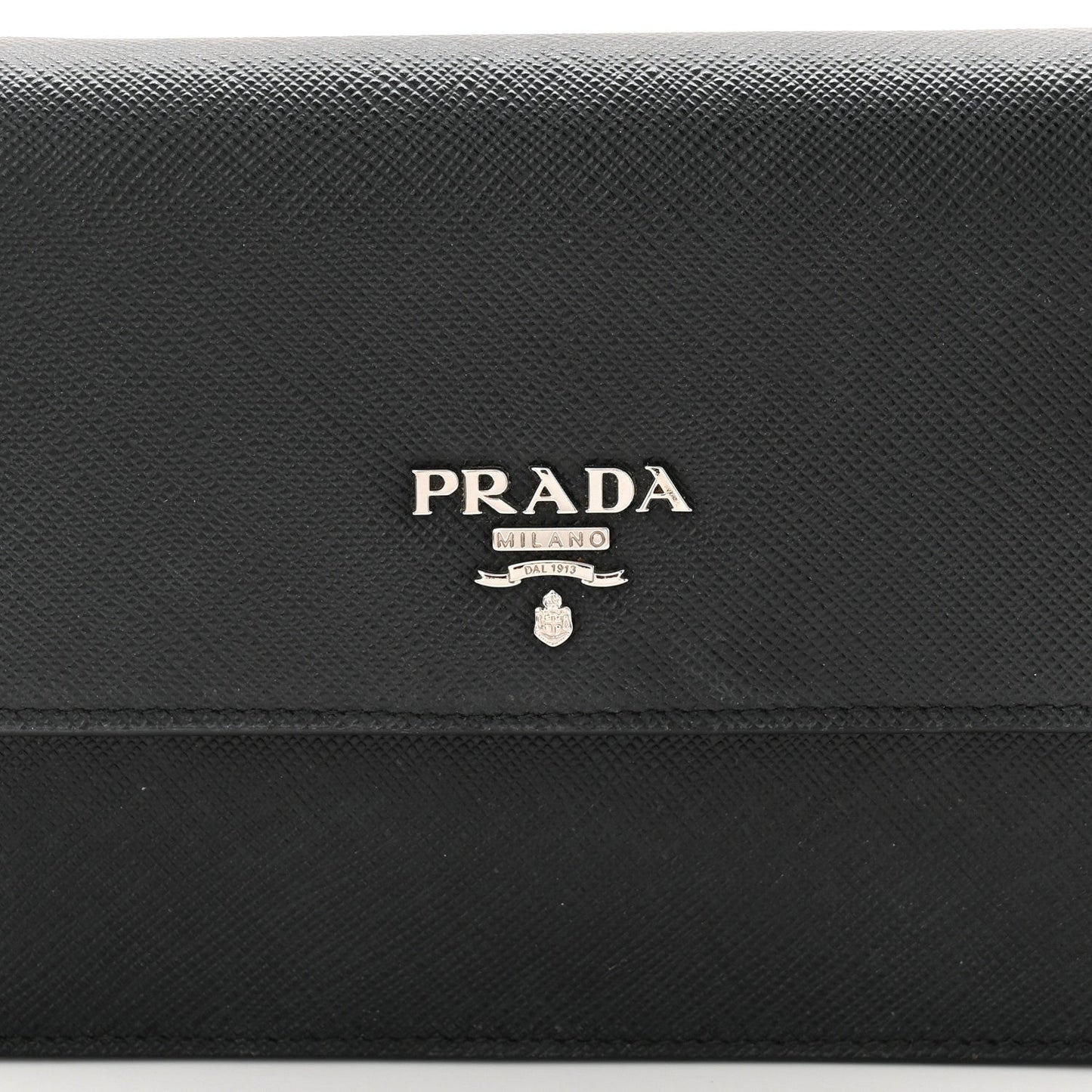 Saffiano Metal Flap Wallet With Strap Black