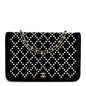 Velvet Pearl Diamond Embellished Wallet On Chain WOC Black