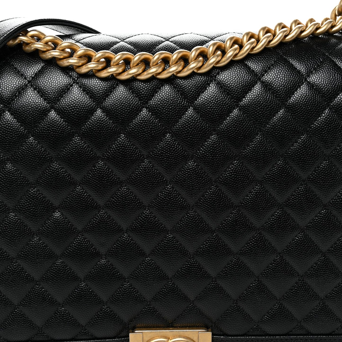 Caviar Quilted Large Boy Flap Black