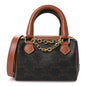 Triomphe Canvas Calfskin Mini Boston Bag Tan
