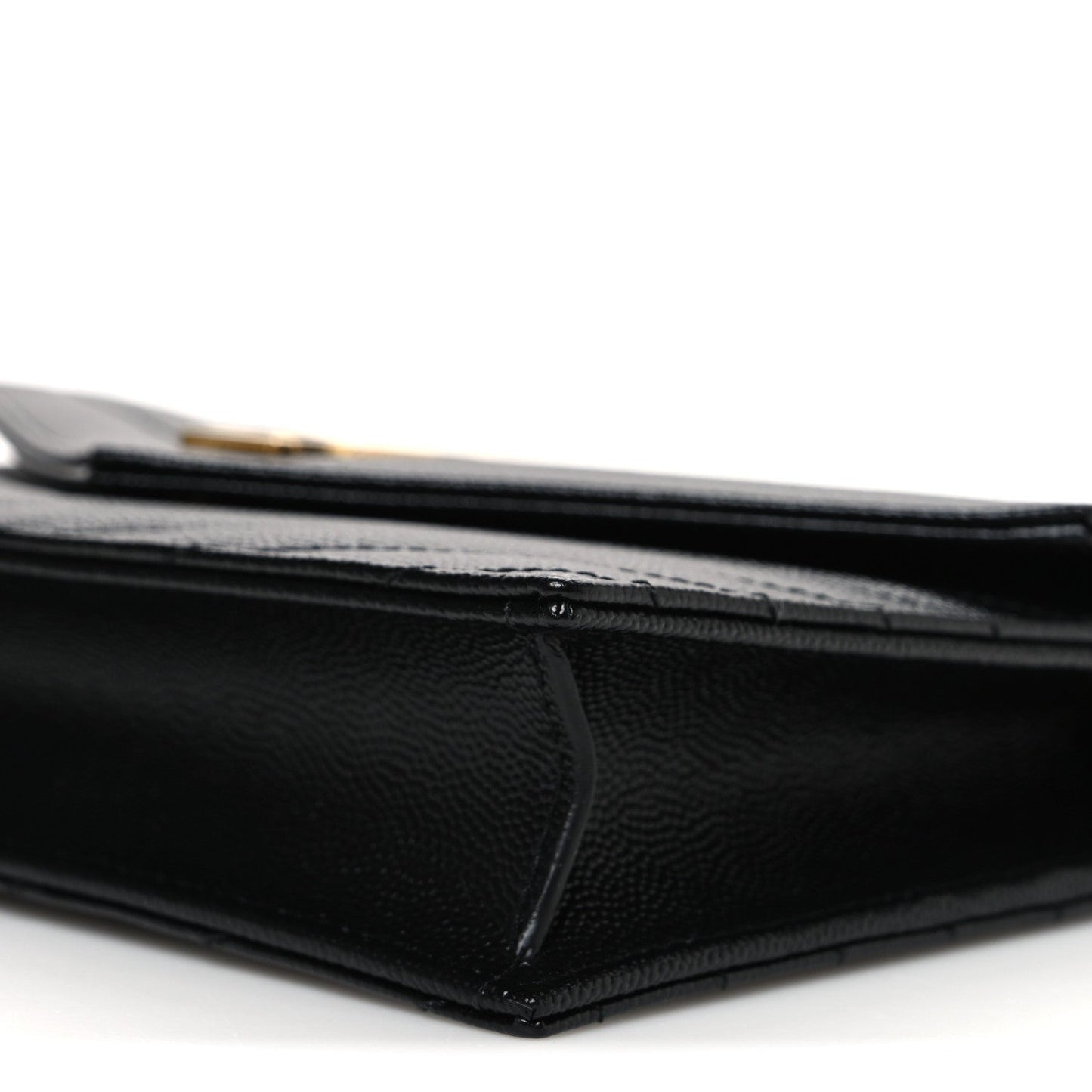 Grain De Poudre Matelasse Chevron Monogram Envelope Chain Wallet Black