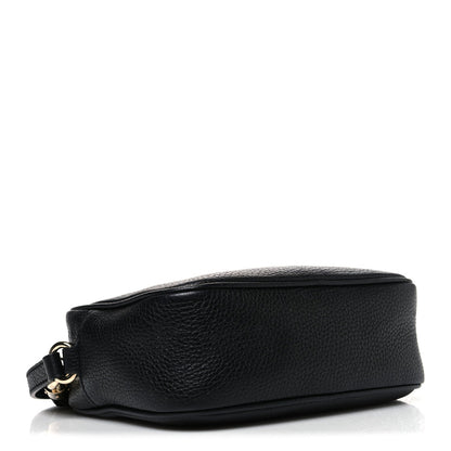 Pebbled Calfskin Small Soho Disco Bag Black