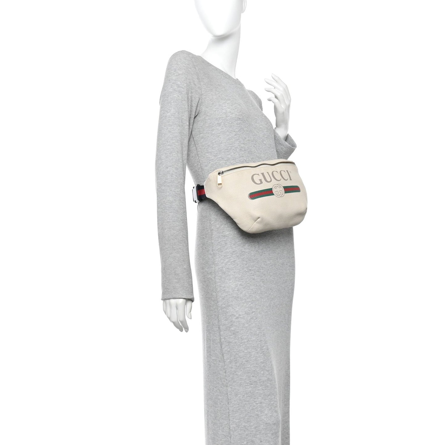 Grained Calfskin Logo Belt Bag White