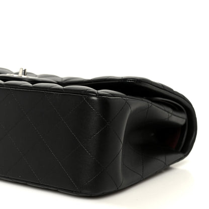 Lambskin Quilted Jumbo Double Flap Black