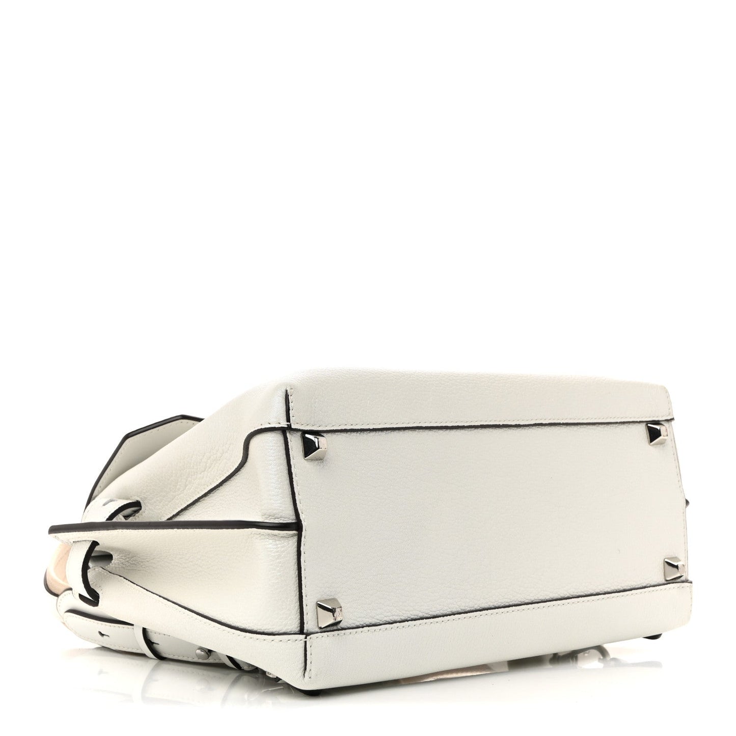 Grained Calfskin Medium Milla Convertible Backpack White Flake
