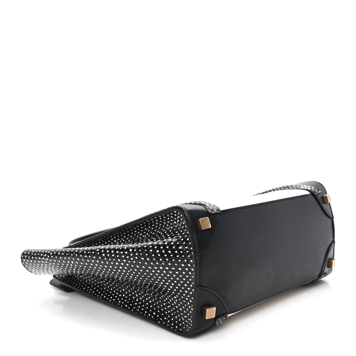 Polka Dot Snakeskin Smooth Calfskin Micro Luggage Black White
