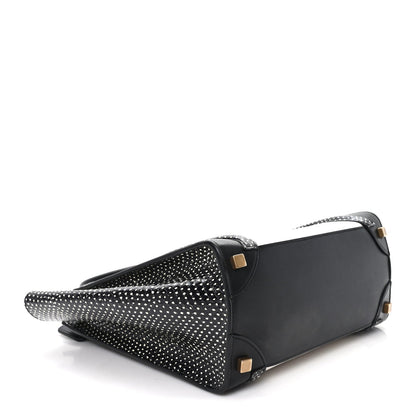 Polka Dot Snakeskin Smooth Calfskin Micro Luggage Black White