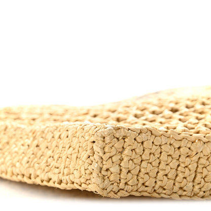 Yarn Raffia Effect Crochet Logo Embroidered Tote Bag Naturale