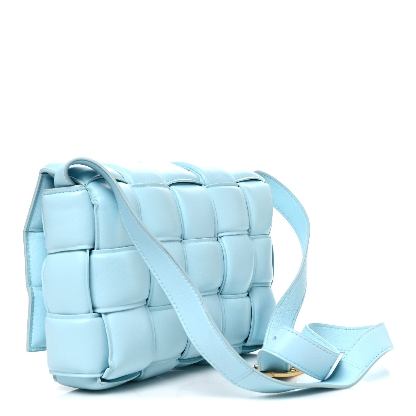 Nappa Maxi Intreccio Padded Cassette Crossbody Bag Ice
