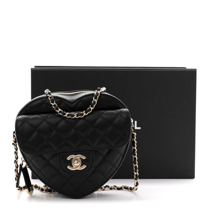 Lambskin Quilted CC In Love Heart Bag Black
