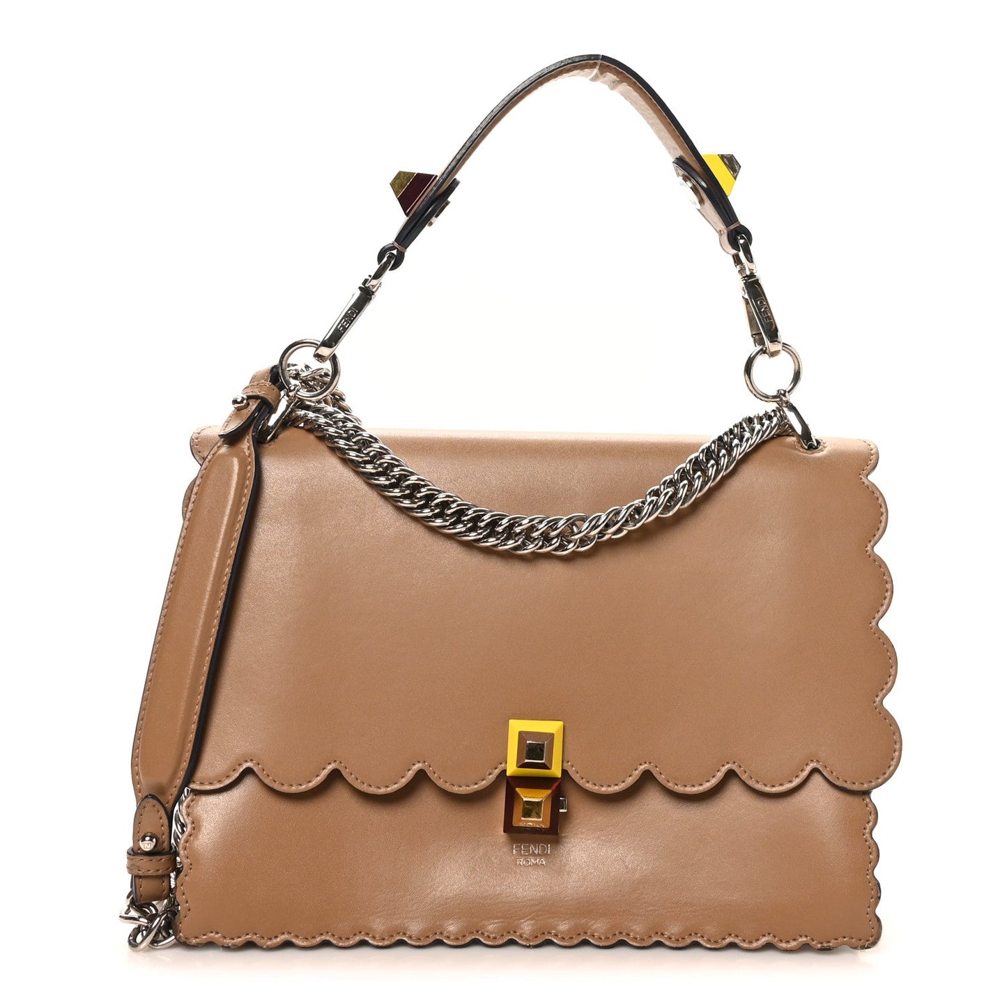 Vitello Liberty Scalloped Studded Kan I Shoulder Bag Sand