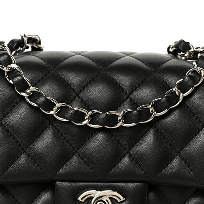Lambskin Quilted Mini Square Flap Black