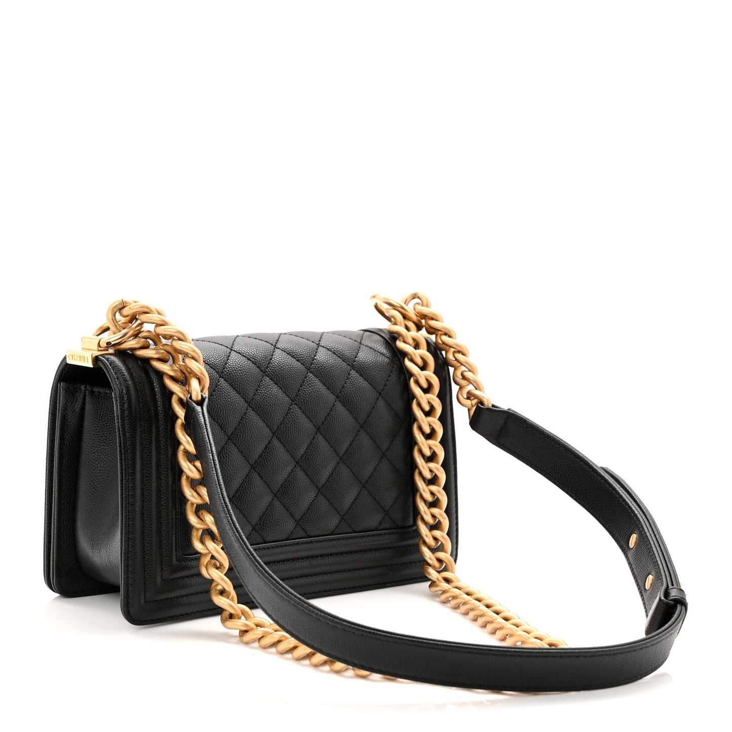 Caviar Quilted Small Boy Flap Black