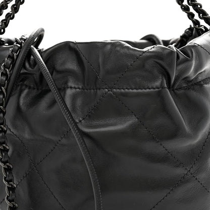 Shiny Calfskin Quilted Mini Chanel 22 So Black
