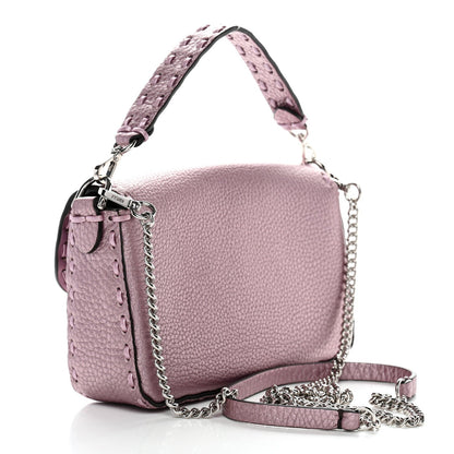 Metallic Cuoio Roma Sellerissima Nappa Sintetica Tape Stitch Mini Baguette Rosa Placca Argento