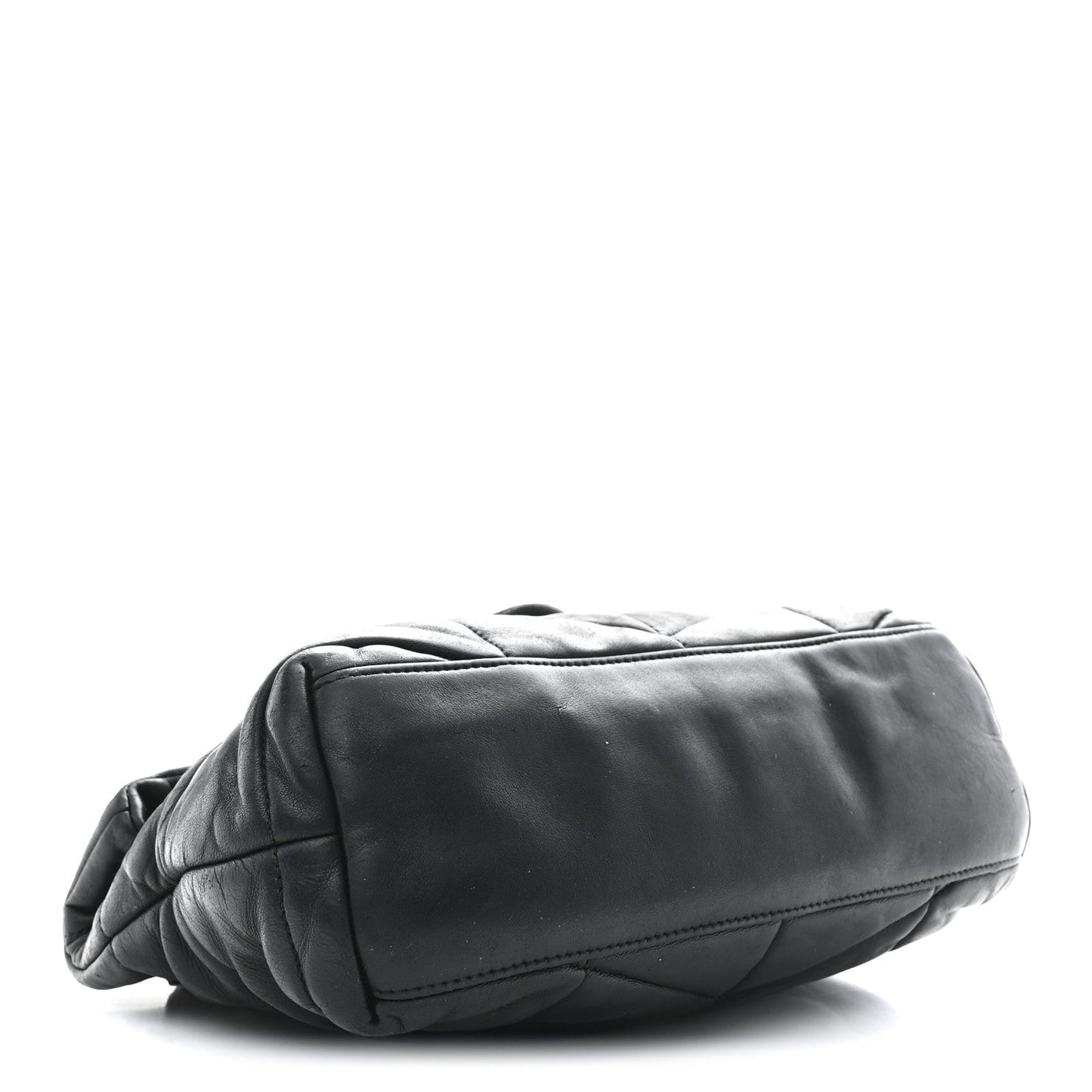 Lambskin Quilted Small Loulou Puffer Monogram Chain Satchel Black