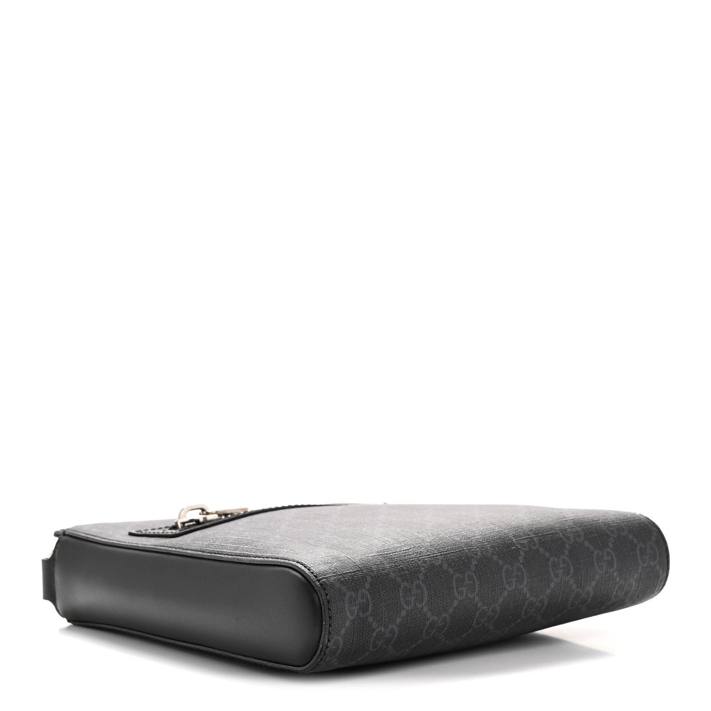 GG Supreme Monogram Web Small Flat Messenger Bag Black Grey