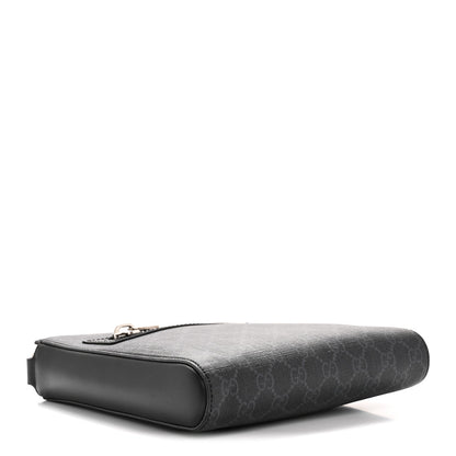GG Supreme Monogram Web Small Flat Messenger Bag Black Grey
